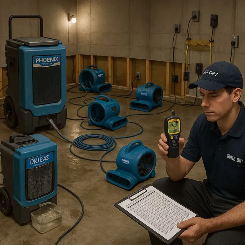 Structural Drying and Dehumidification process in Anson County, NC